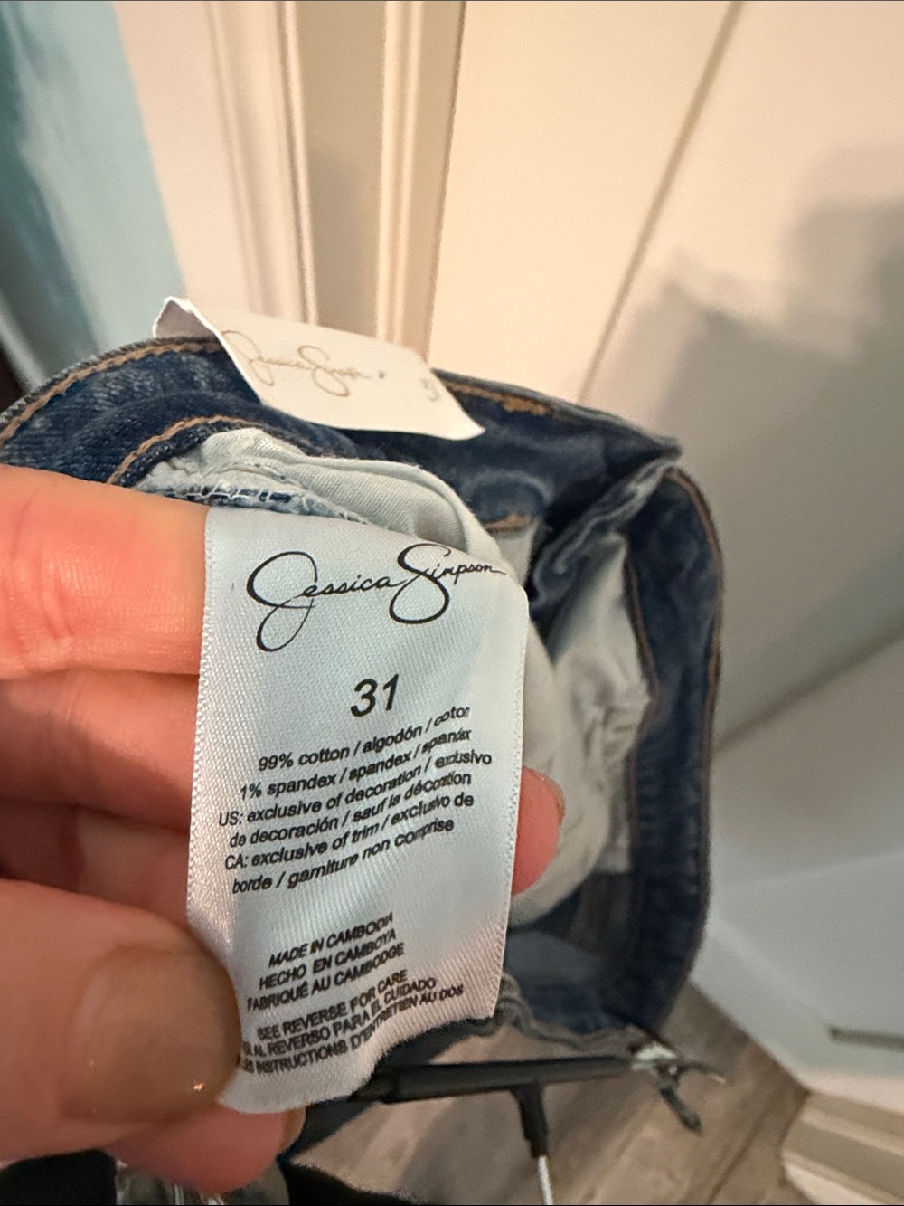 Jessica Simpson Spotlight High Rise Slim Straight Leg Classic Blue Denim Jeans - Picture 7 of 13